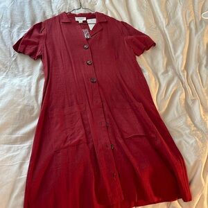 Red button down dress!